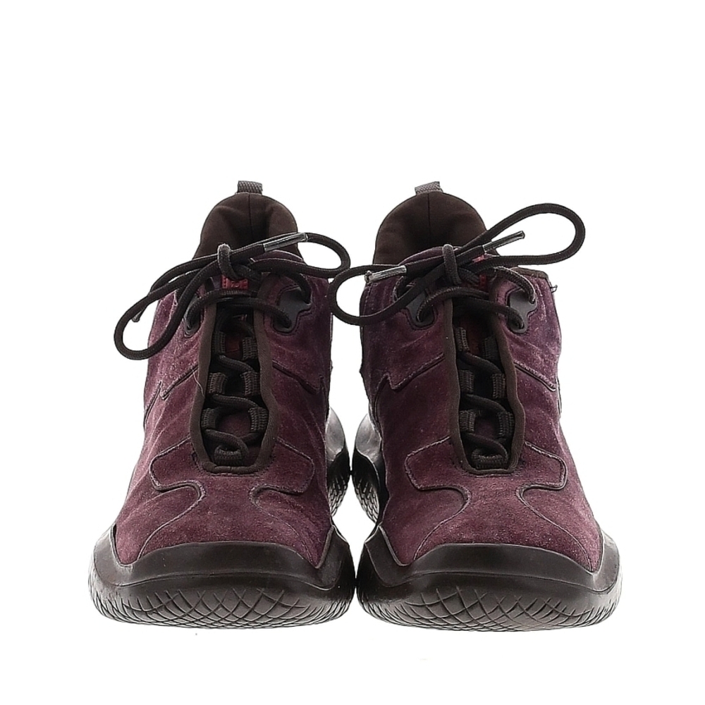 PRADA Purple Suede Low-Top Sneakers with Textured Grip